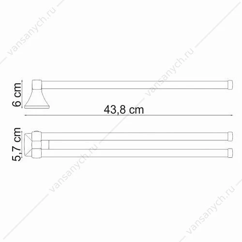 Держатель полотенец двойной, Wern K-2500, Хром, K-2531
