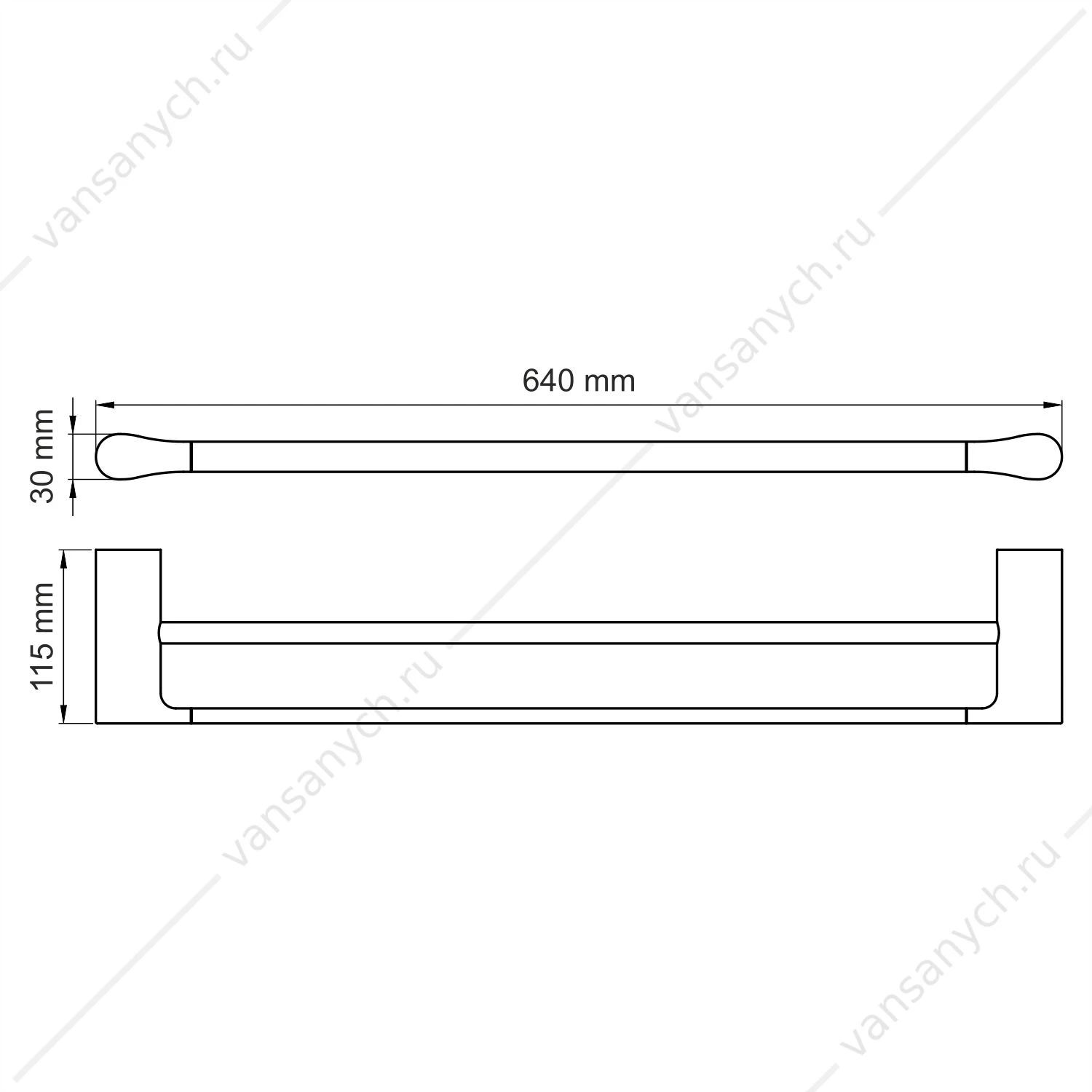 Держатель полотенец двойной, Elbe K-7200, черный, K-7240
