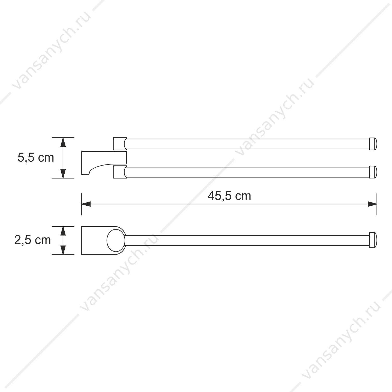 Держатель полотенец двойной, Kammel K-8300, Хром, K-8331
