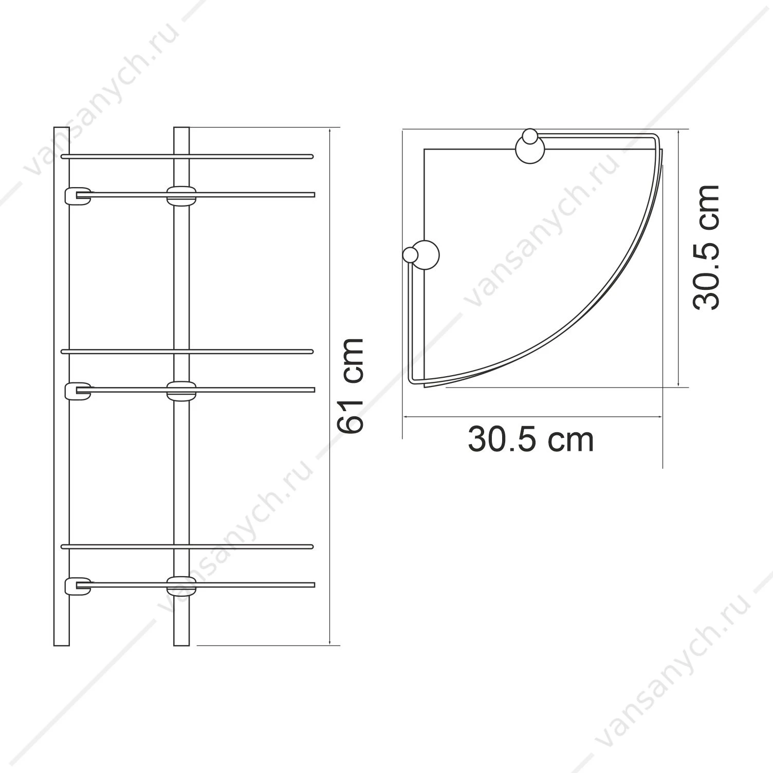 Полка стеклянная угловая тройная, Kammel K-8300WHITE, белый, K-3133WHITE