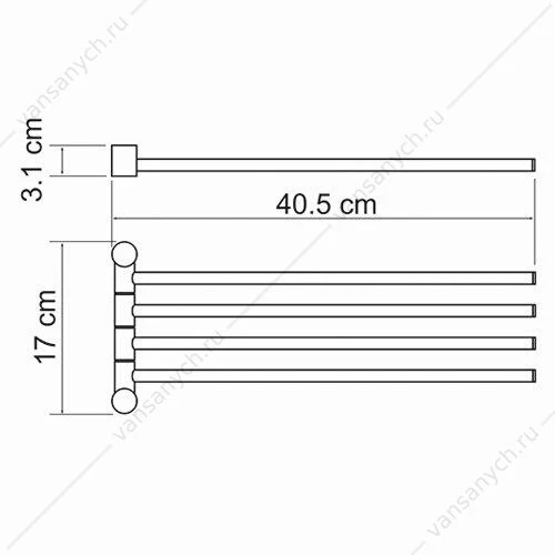 Держатель полотенец четверной, Хром, K-1034