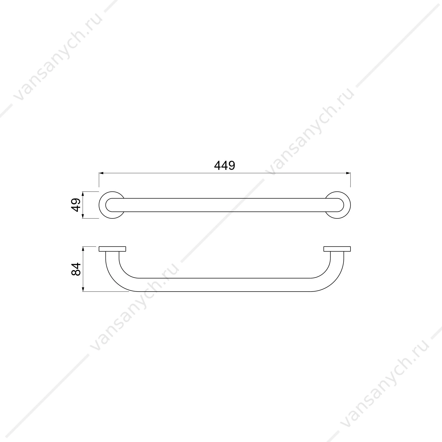Поручень 45см AQUATEK, шлиф. золото, AQ4995BG
