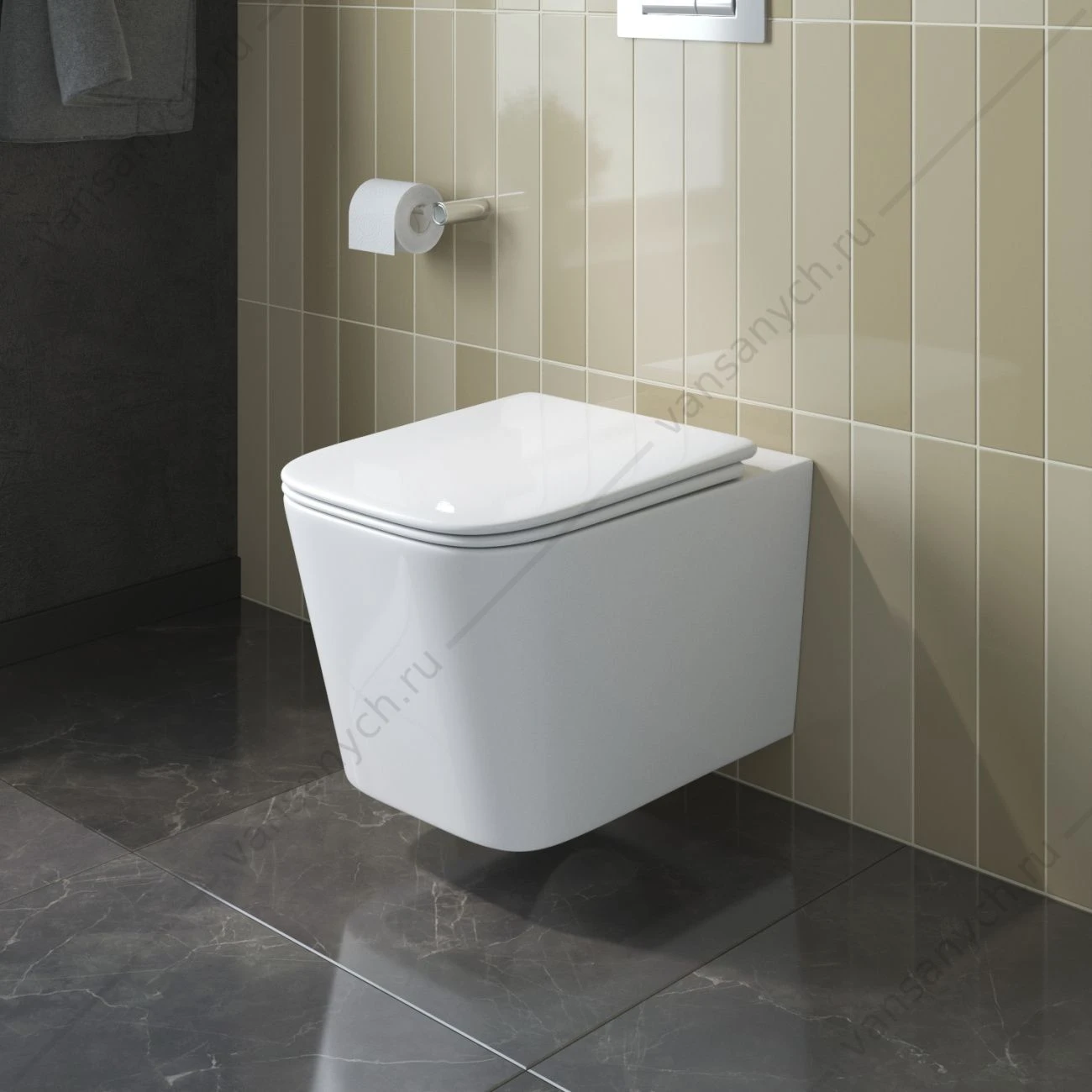 Унитаз безободковый смыв Торнадо с сиденьем микролифт, быстросъем BelBagno DUE-TOR BB5171CH-TOR/SC