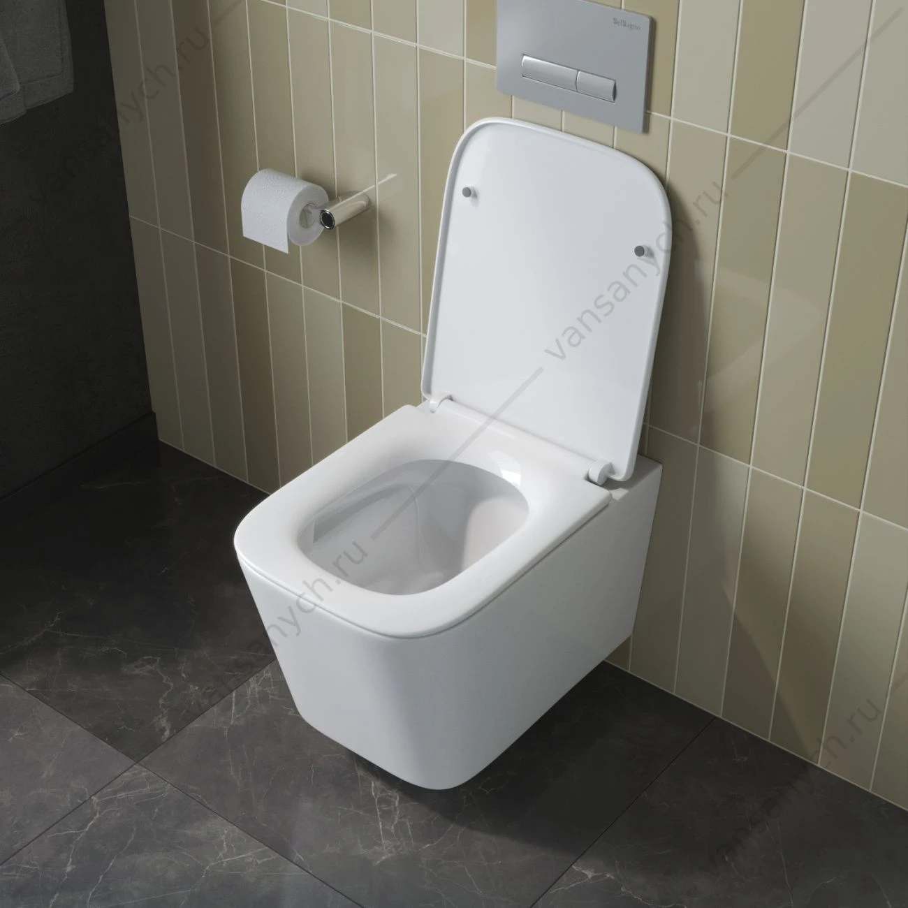 Унитаз безободковый смыв Торнадо с сиденьем микролифт, быстросъем  BelBagno DUE-TOR BB5171CH-TOR/SC