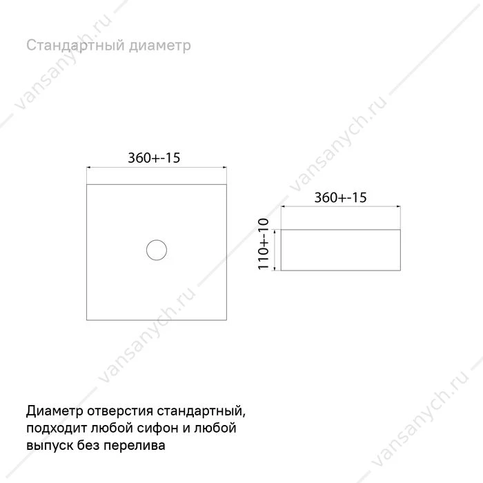 Раковина 36х36 накладная IDDIS Slide квадратная белая SLIWS01i27