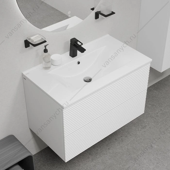 Тумба с раковиной 80 IDDIS Bild подвесная 2 ящика белая BIL80W0i95K