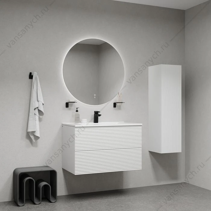 Тумба с раковиной 80 IDDIS Bild подвесная 2 ящика белая BIL80W0i95K