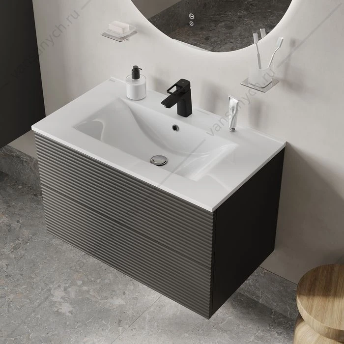 Тумба с раковиной 80 IDDIS Bild подвесная 2 ящика серый BIL80G0i95K