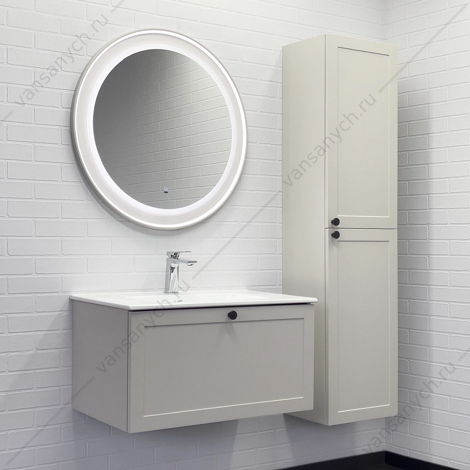Шкаф-колонна 40х160 COMFORTY Ереван-40 серый шёлк 00-00017603CF