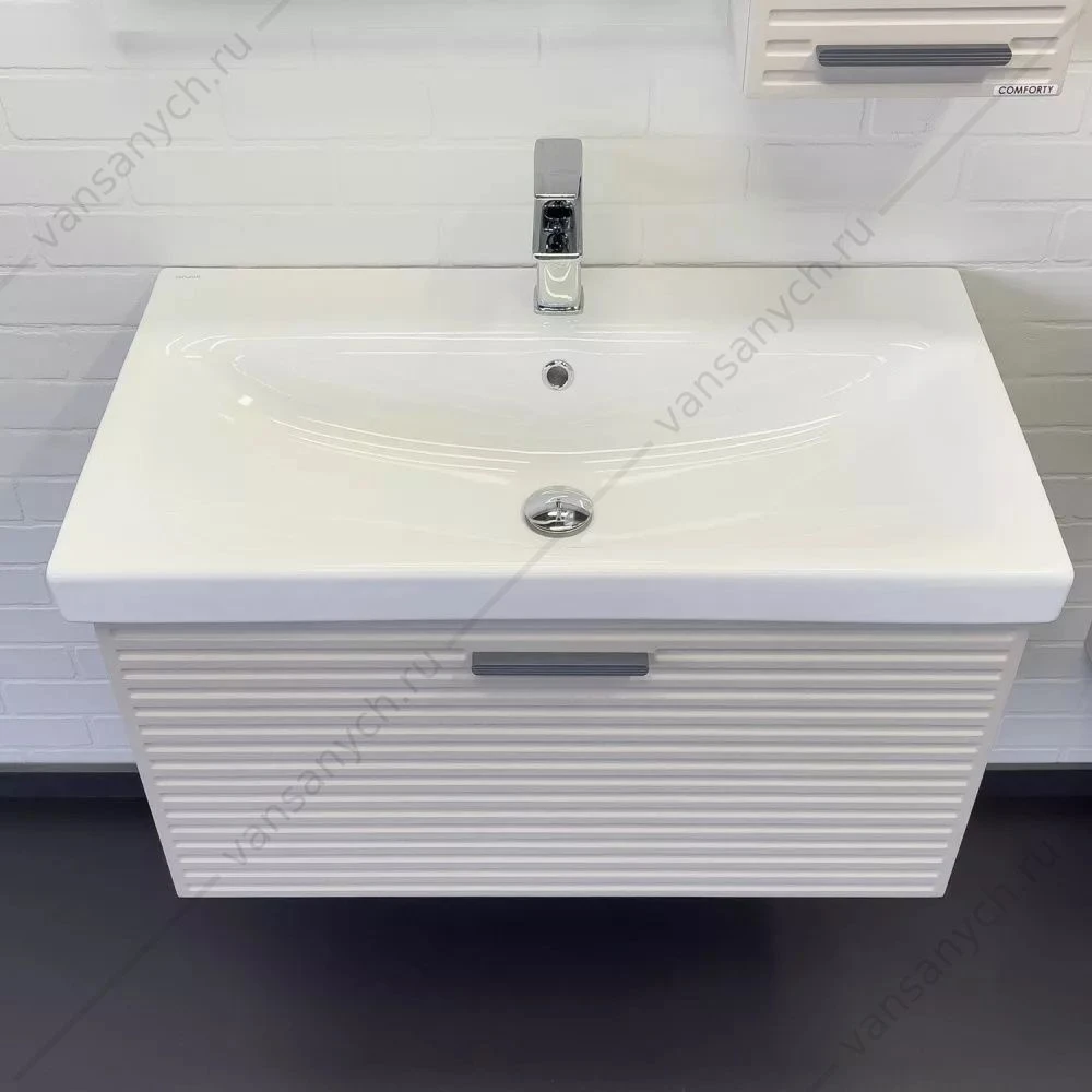 Тумба с раковиной 80см COMFORTY Касабланка-80 серый шёлк раковина Moduo 80, 00-00019529CF