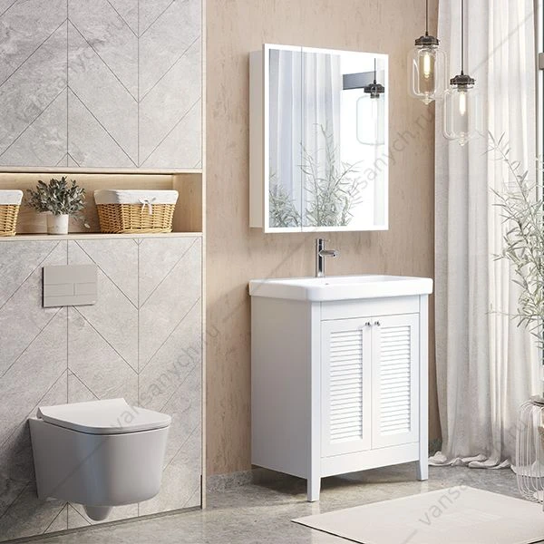 Тумба с раковиной 70см COMFORTY Классик-70 белый матовый раковина Como 70, 00-00013804CF