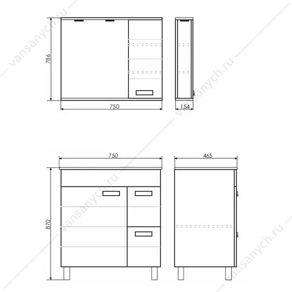 Зеркало-шкаф 75х84 COMFORTY Марио-75 дуб дымчатый 00-00016020CF