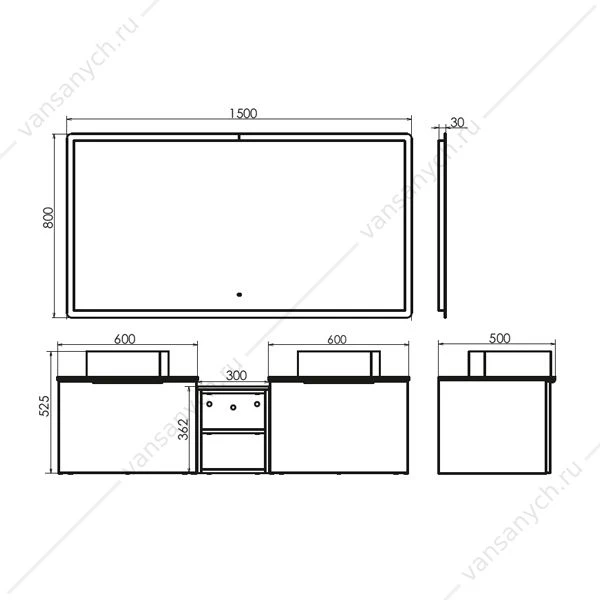 Зеркало 150х80 COMFORTY Портленд-150 LED-подсветка, бесконт. сенсор 00-00013794CF