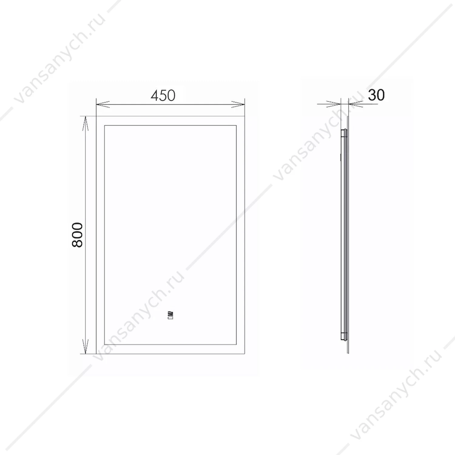 Зеркало 45х80 COMFORTY Эдельвейс-45 LED-подсветка, бесконт. сенсор, 00-00014243CF