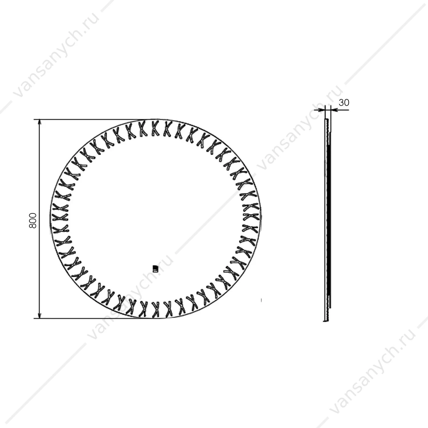 Зеркало круглое 80см COMFORTY Эониум-80 LED-подсветка, бесконт. сенсор, 00-00014163CF