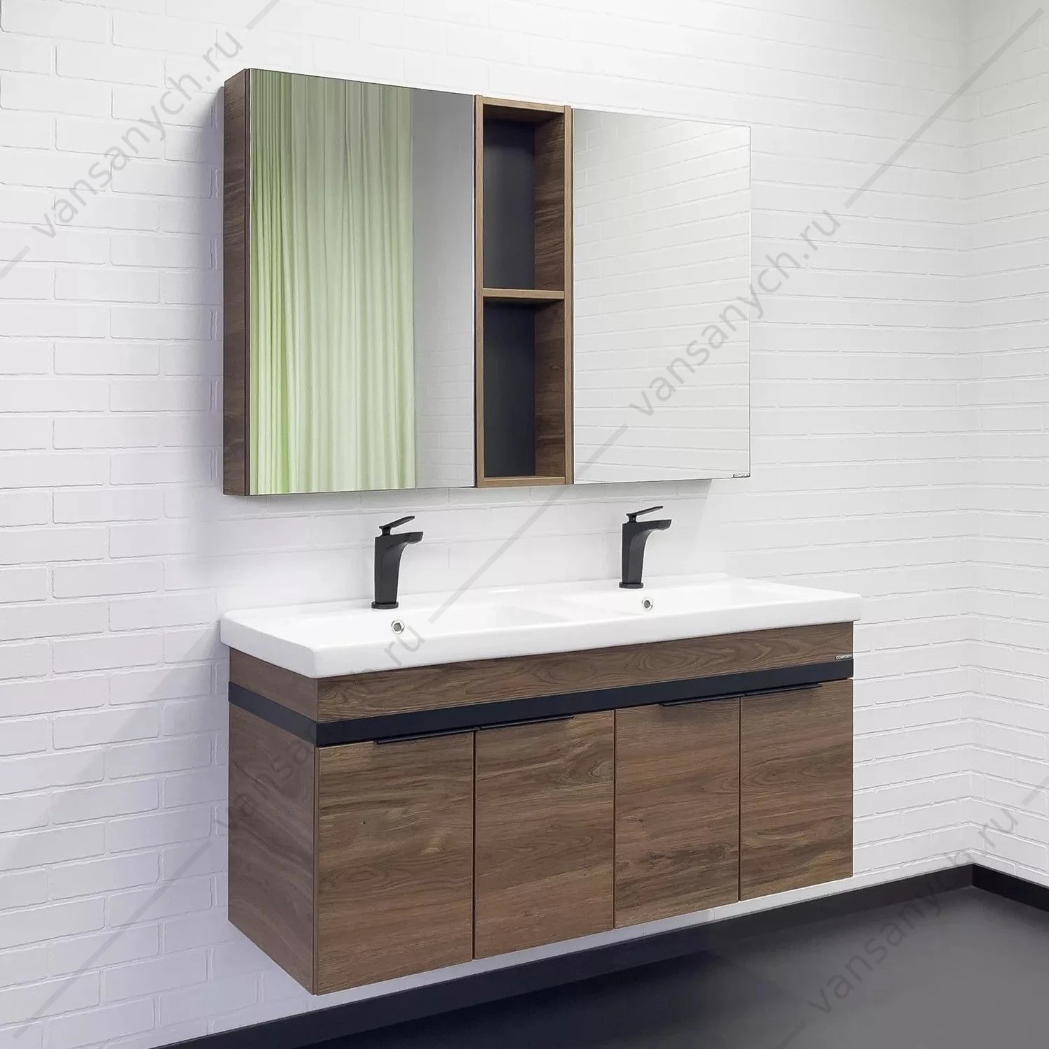 Зеркало-шкаф 75 COMFORTY Дуэт-75 дуб тёмно-коричневый, 00-00017204CF