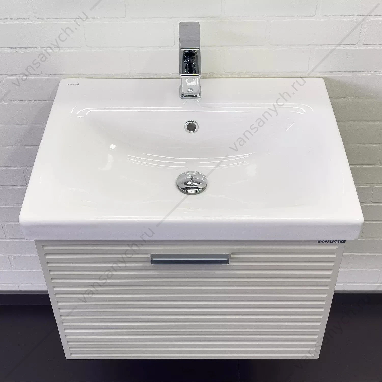 Тумба с раковиной 60 COMFORTY Касабланка-60 серый шёлк раковина MODUO 60, 00-00019249CF