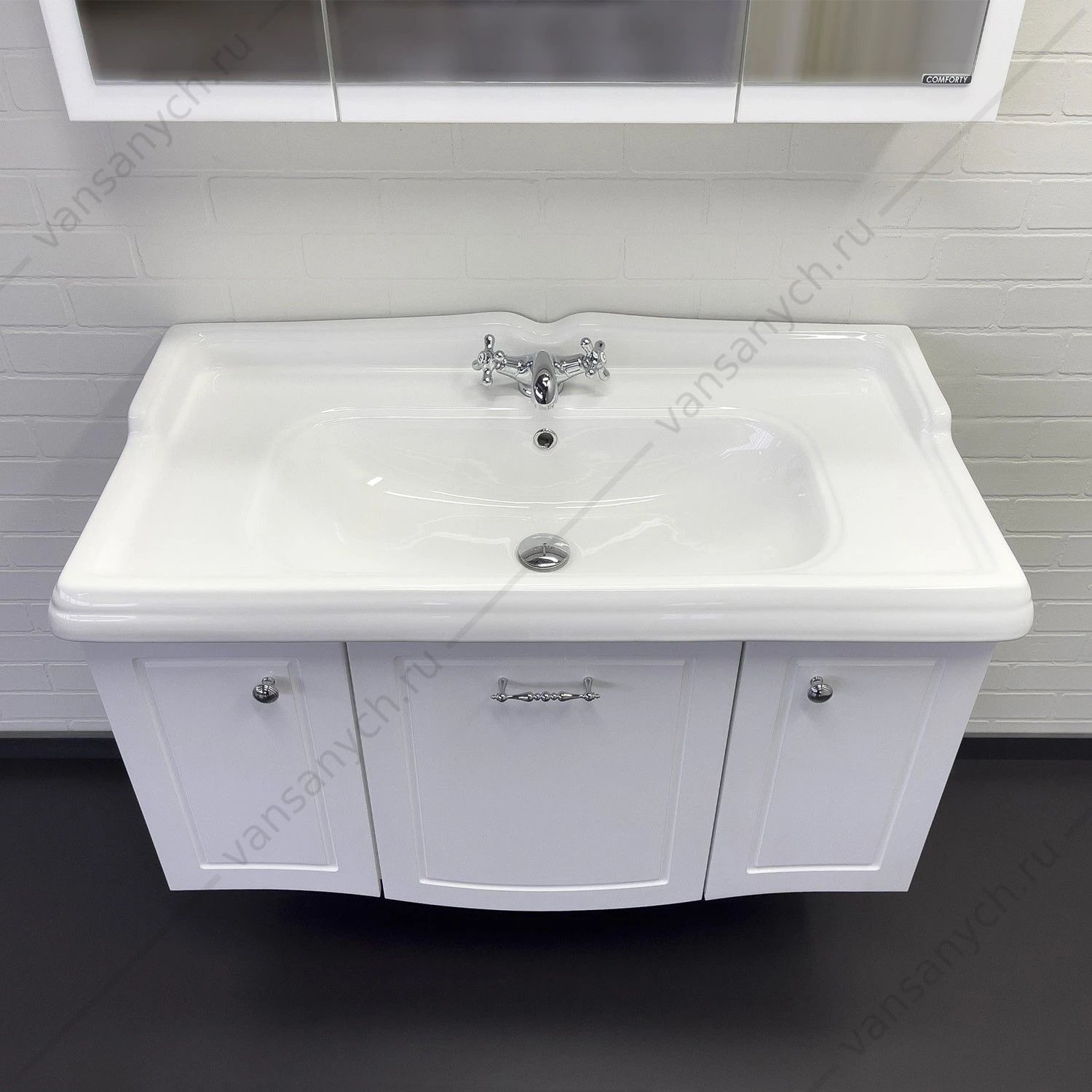 Тумба с раковиной 100 COMFORTY Палини-100 белый глянец раковина COMFORTY 3310 , 00-00019754CF