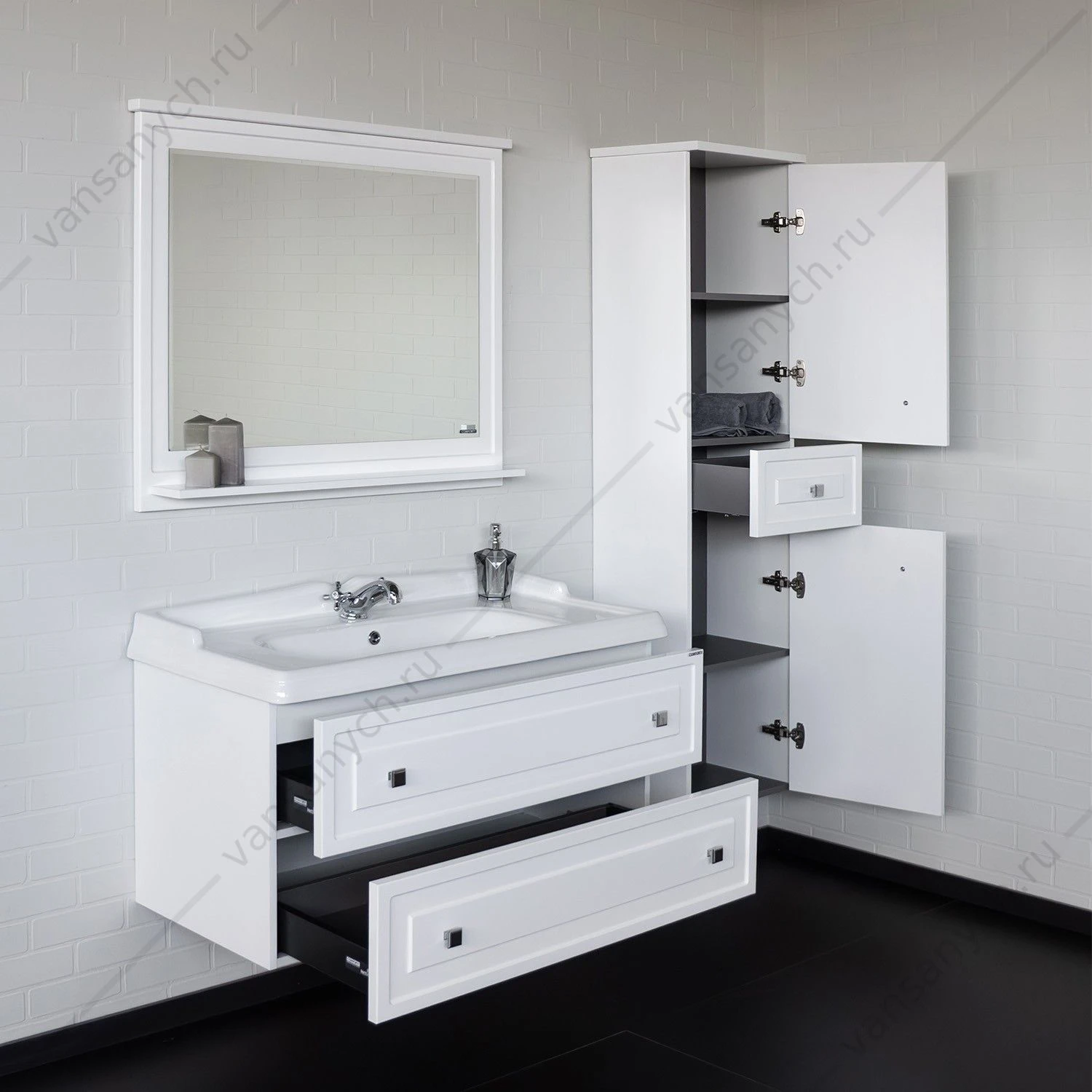 Тумба с раковиной 100 COMFORTY Феррара-100 белый глянец раковина COMFORTY 3310 , 00-00020308CF