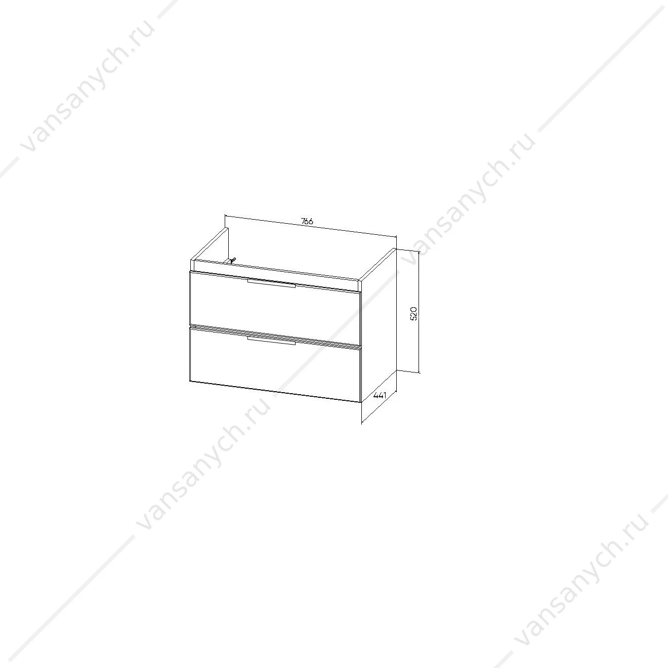 Тумба с раковиной  80 подвесная VIANT Берлин 80 2 ящика цемент VBER80MDC-T2YP раковина MODUO 80