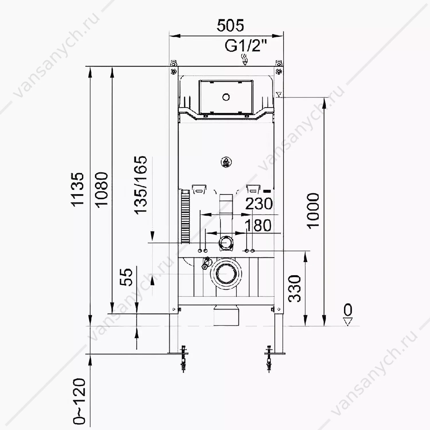 Инсталляция с кнопкой смыва Comforty CF3GT1900-10CH, кнопка CF3BT7912CH глянц. хром