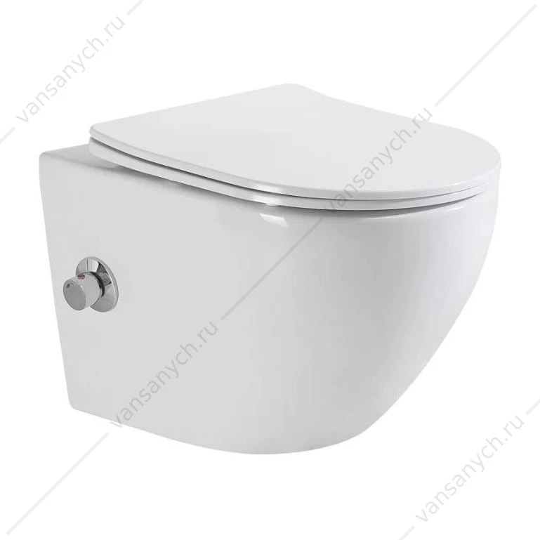 Унитаз с функцией биде и смесителем, безободковый, с сиденьем BELBAGNO UNO BB3105CHR-BS/SC