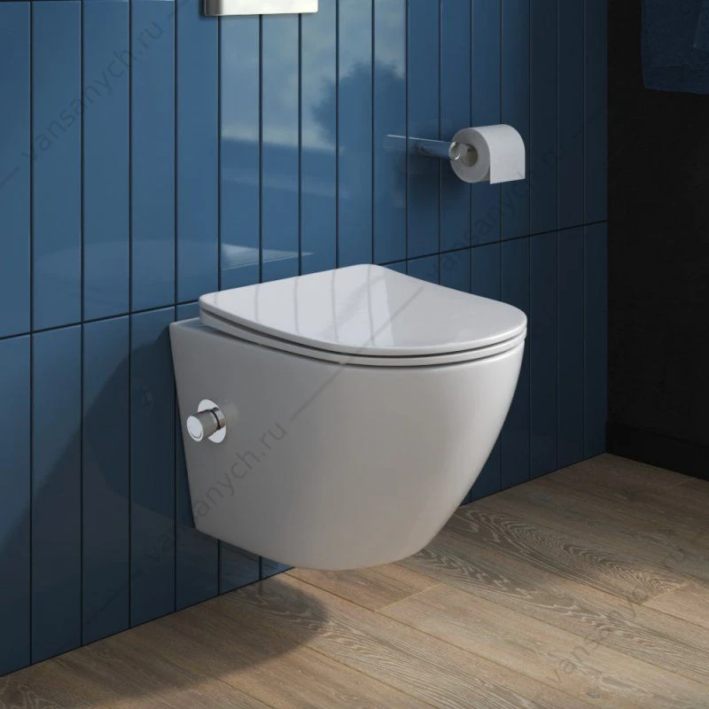 Унитаз с функцией биде и смесителем, безободковый, с сиденьем  BELBAGNO UNO BB3105CHR-BS/SC