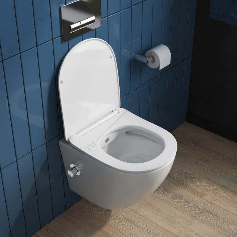 Унитаз с функцией биде и смесителем, безободковый, с сиденьем  BELBAGNO UNO BB3105CHR-BS/SC