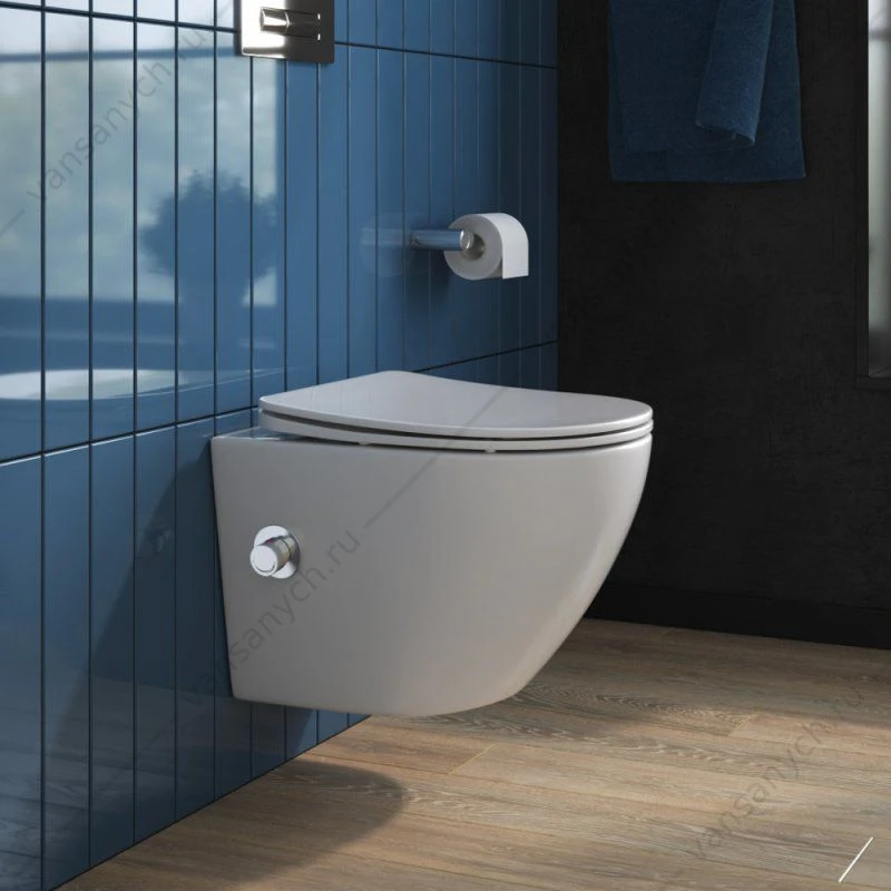 Унитаз с функцией биде и смесителем, безободковый, с сиденьем  BELBAGNO UNO BB3105CHR-BS/SC