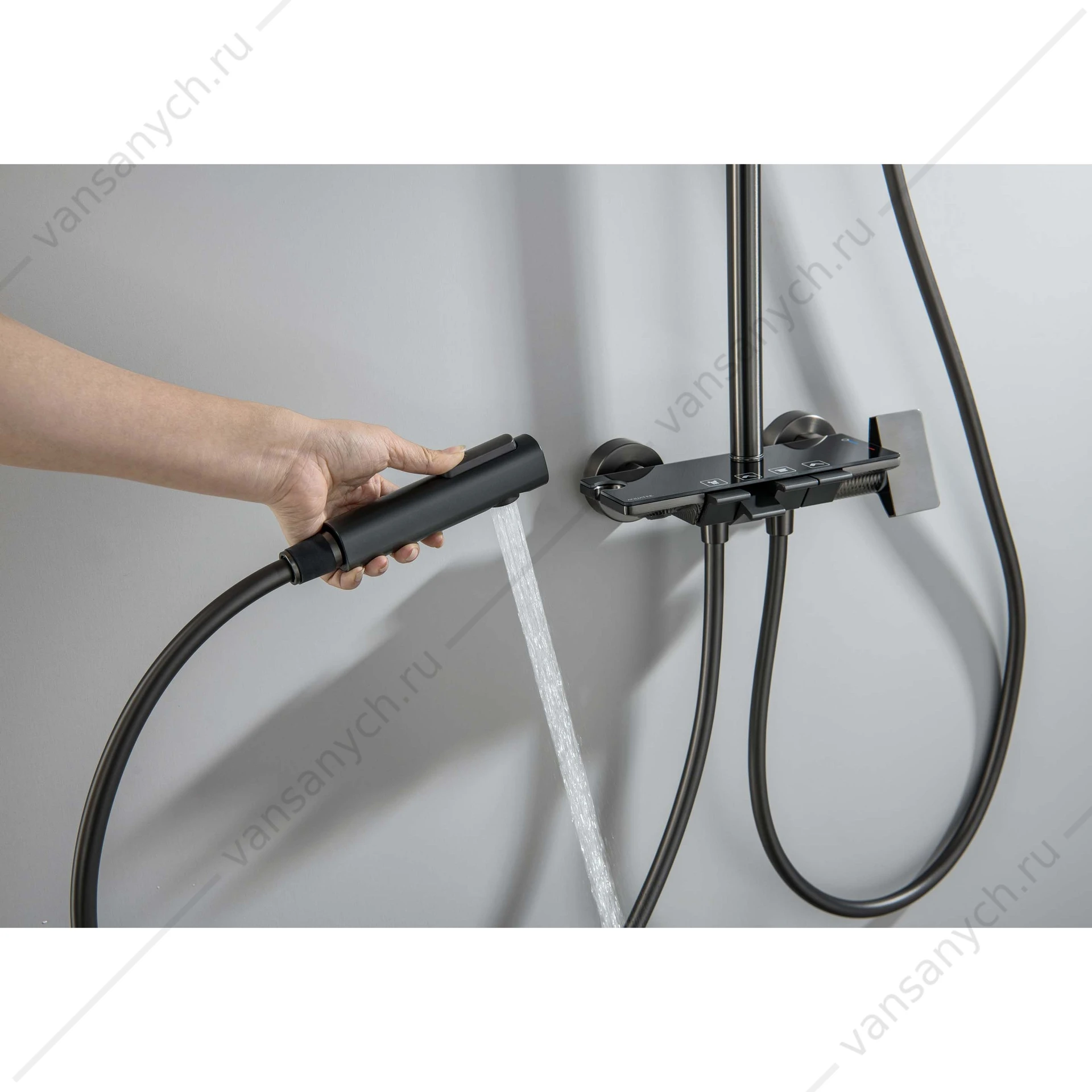 Душевая система AQUATEK Поларис AQ3040BGM черный хром шлифованный
