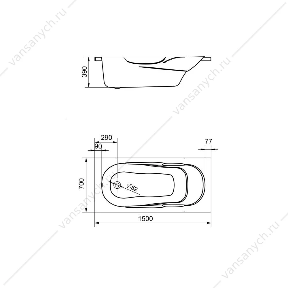 Ванна 150х70 акриловая Santek Касабланка М 1WH501530