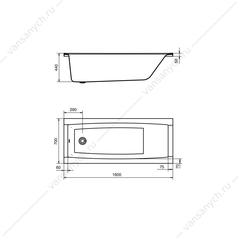Ванна 160х70 акриловая Santek Санторини 1WH302494