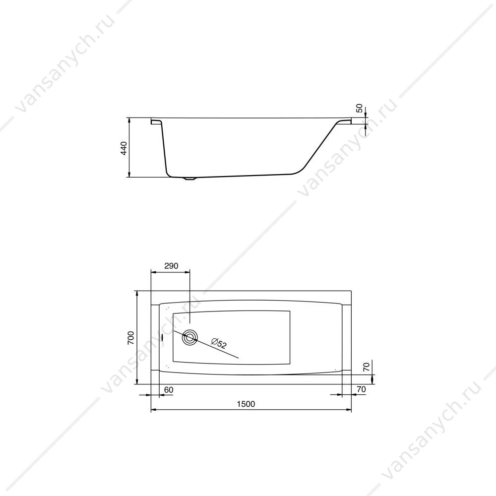 Ванна 150х70 акриловая Santek Санторини 1WH302497