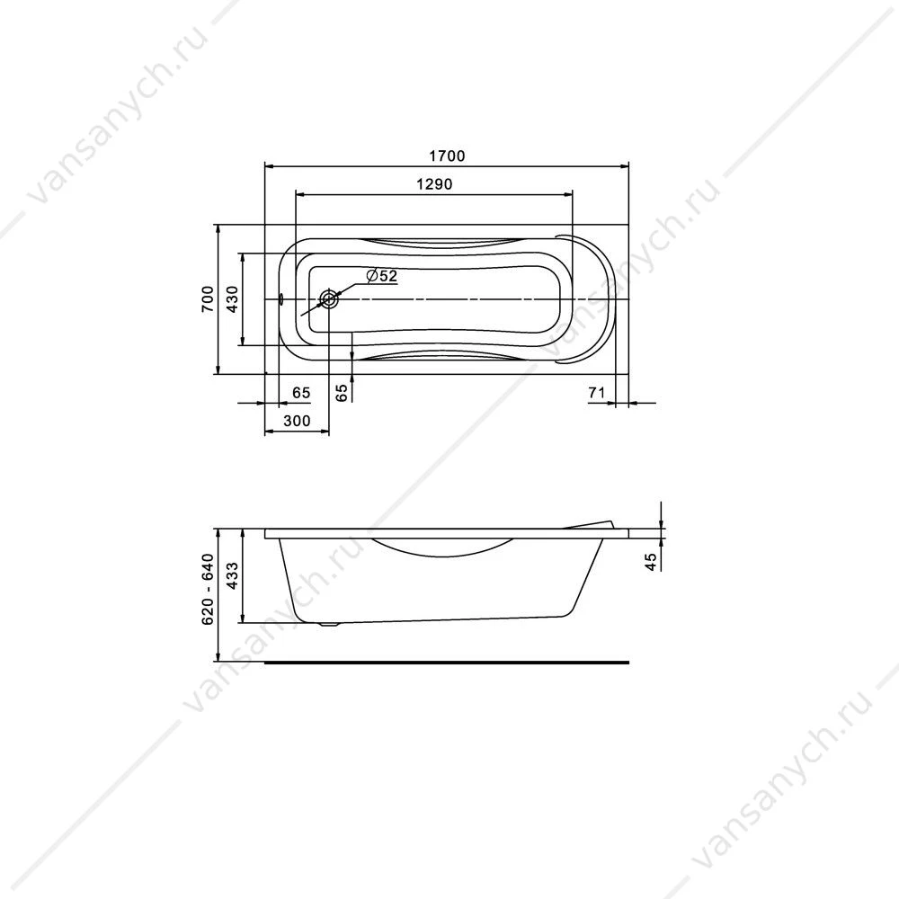 Ванна 170х70 акриловая Santek Тенерифе 1WH302207