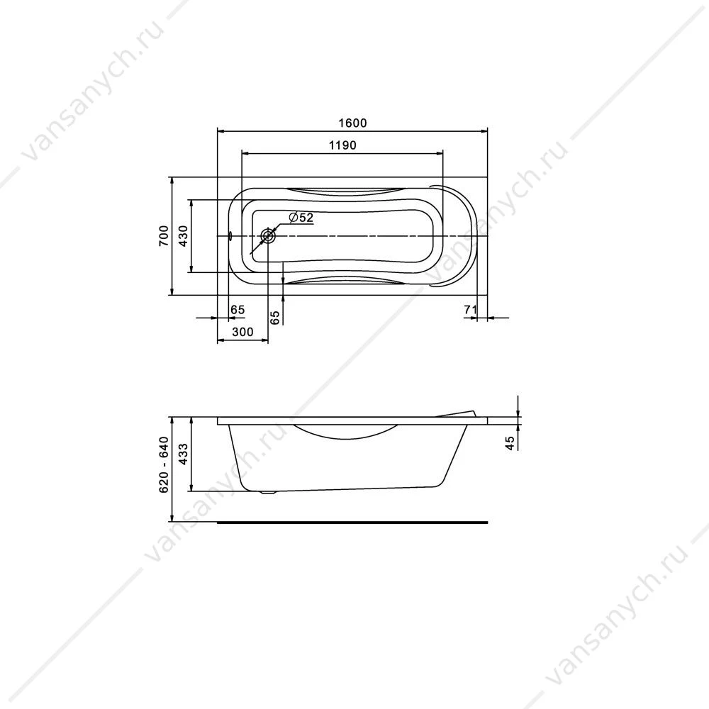 Ванна 160х70 акриловая Santek Тенерифе 1WH302357
