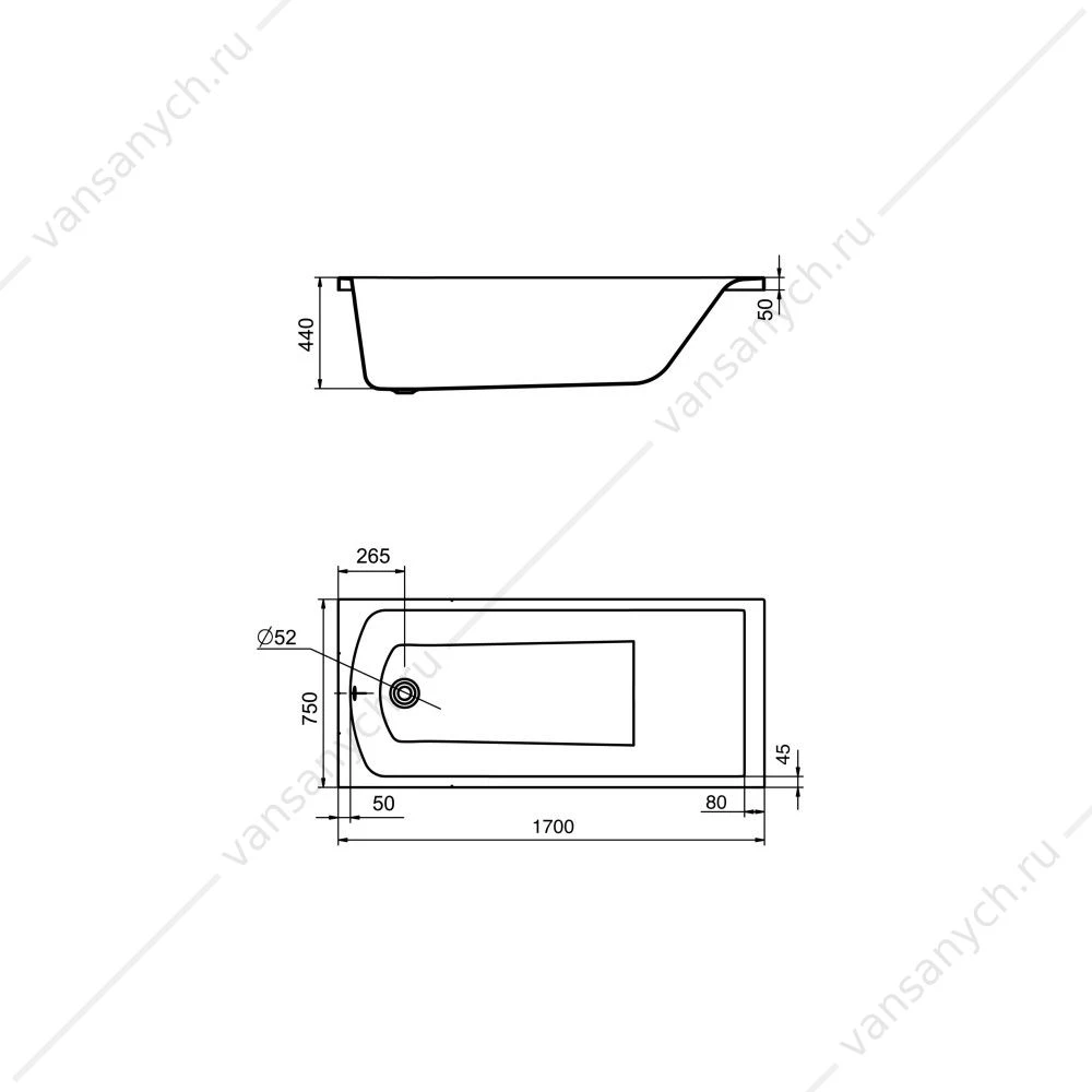 Ванна 170х75 акриловая Santek Фиджи 1WH501596