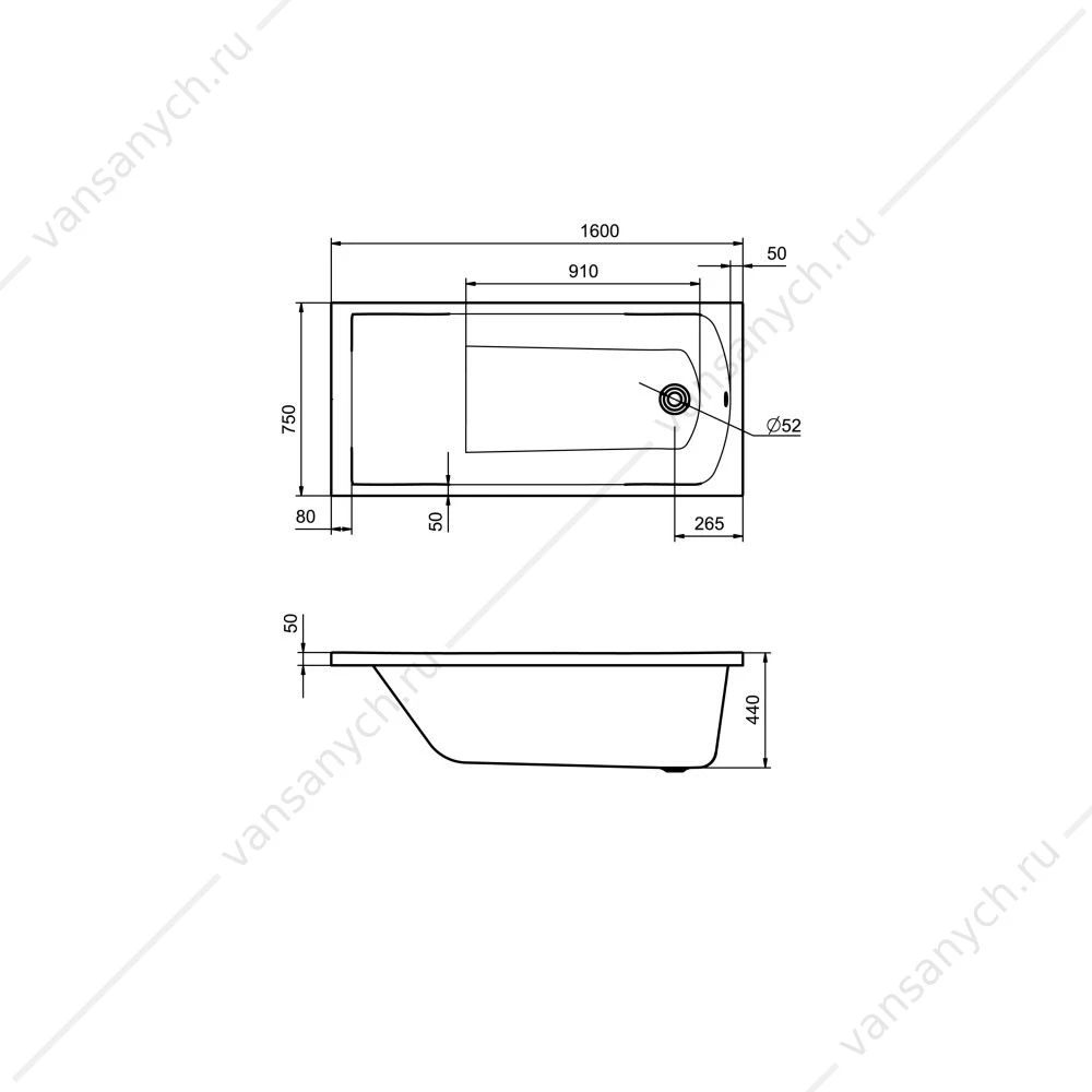 Ванна 160х75 акриловая Santek Фиджи 1WH501597