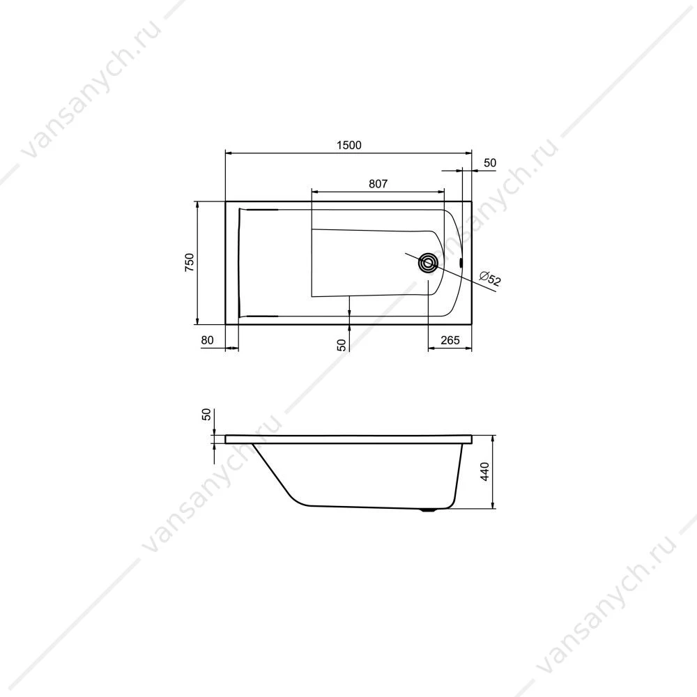 Ванна 150х75 акриловая Santek Фиджи 1WH501598