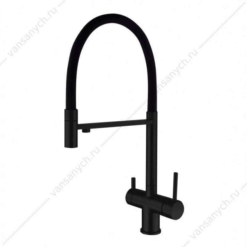 Смеситель с подключением к фильтру питьевой воды для кухни GROSS AQUA 3188611SSMBB Neosteel нерж.сталь, черный матовый