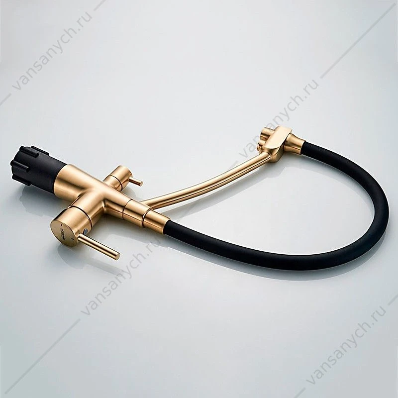 Смеситель с подключением к фильтру питьевой воды для кухни Ledeme L4855Y-2 золото