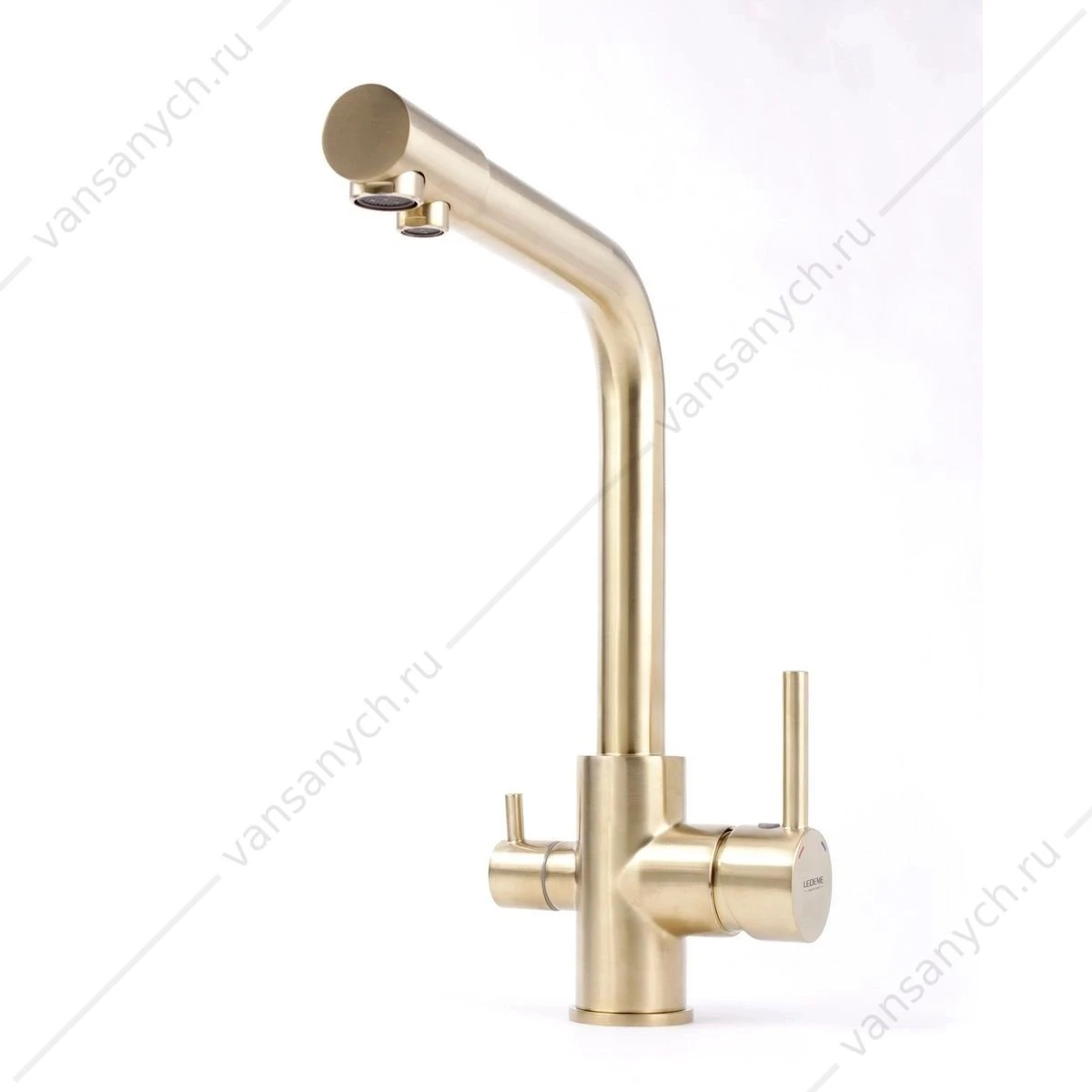 Смеситель с подключением к фильтру питьевой воды для кухни Ledeme L4055Y-3 золото матовое