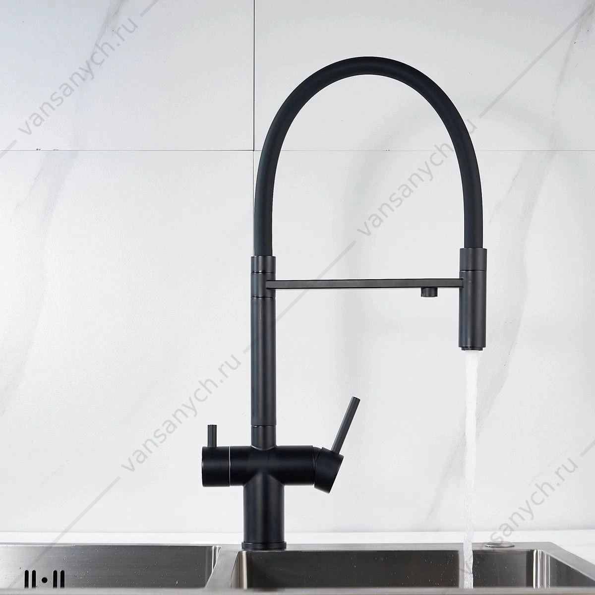 Смеситель с подключением к фильтру питьевой воды для кухни Shevanik S178H черный