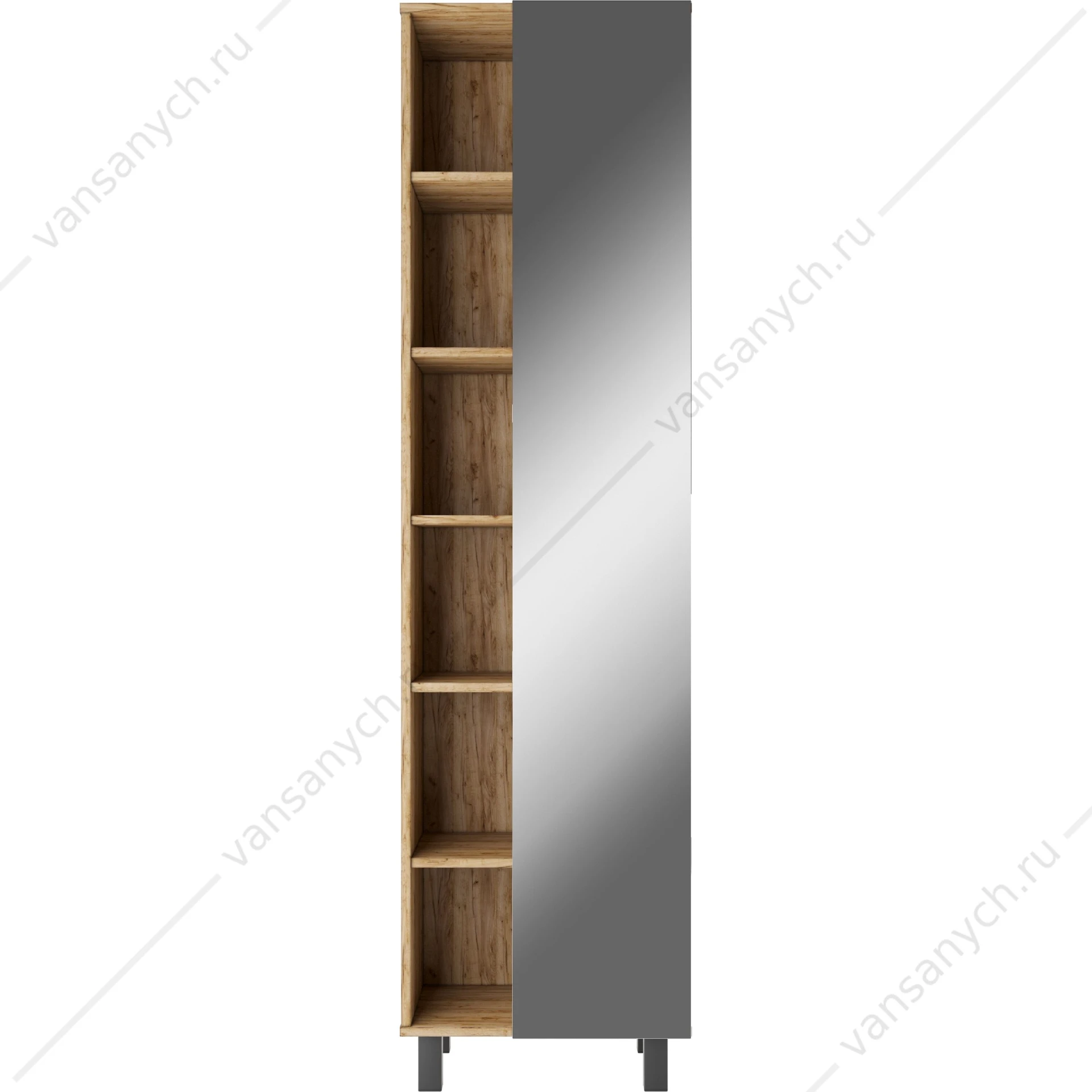 Пенал 50 напольный Craft с ЗЕРКАЛОМ Домино DCr2217P