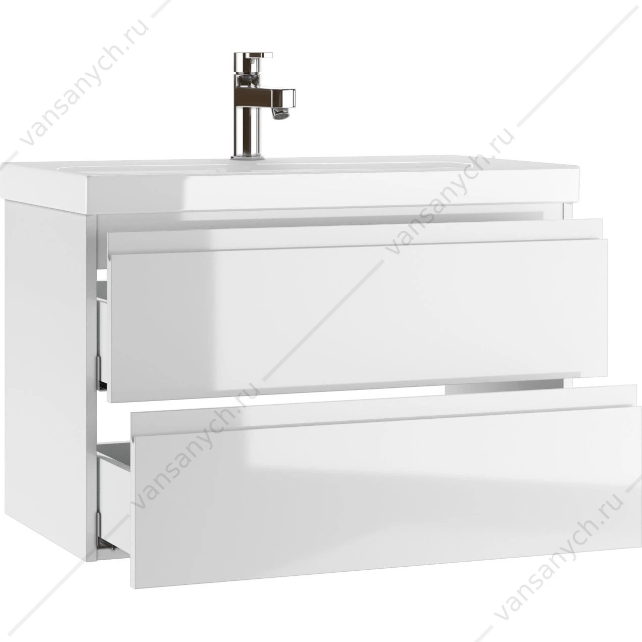 Тумба 80 под раковину Moduo 80 Graffo белый глянец В2 Домино подвесная DGr2103T
