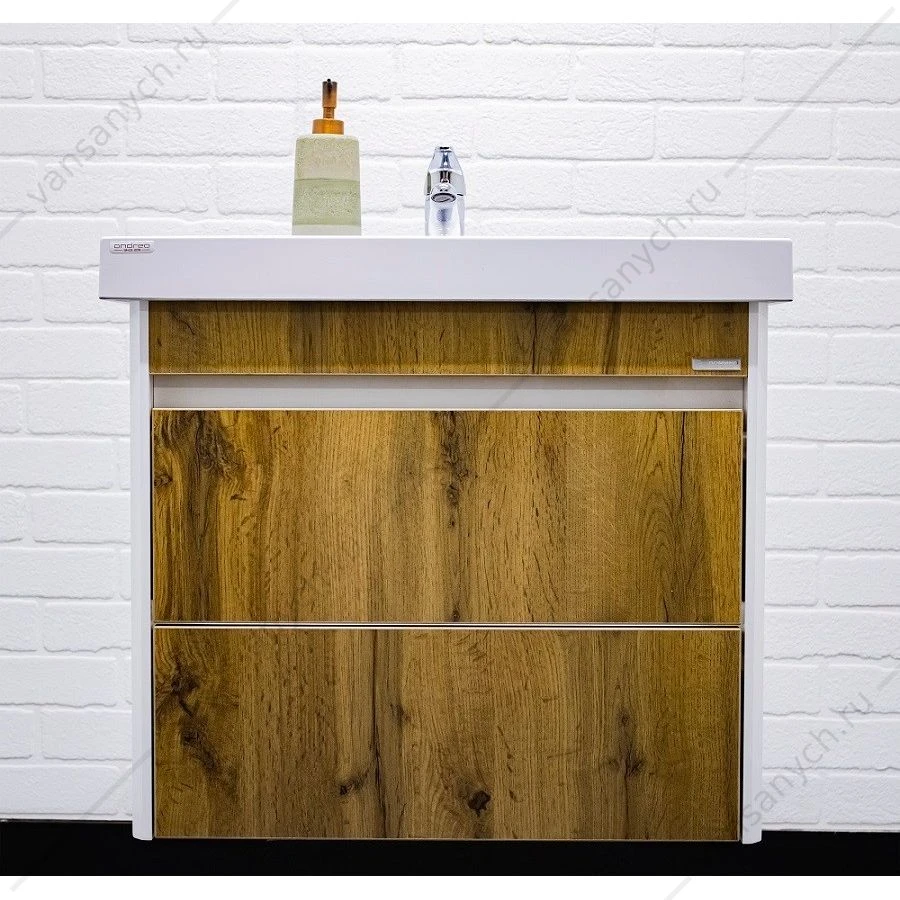Тумба 60 под раковину Fest 60 Uno Дуб ВОТАН 2 ящ. В2 Домино подвесная DU1512T