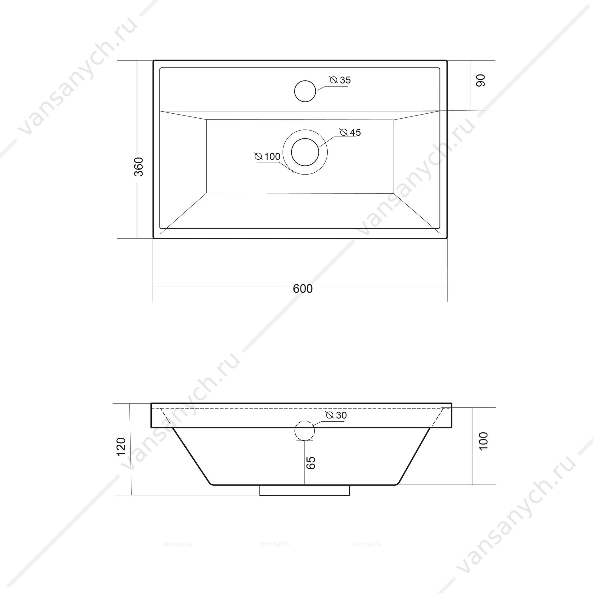 Раковина мебельная Classica Slim 60