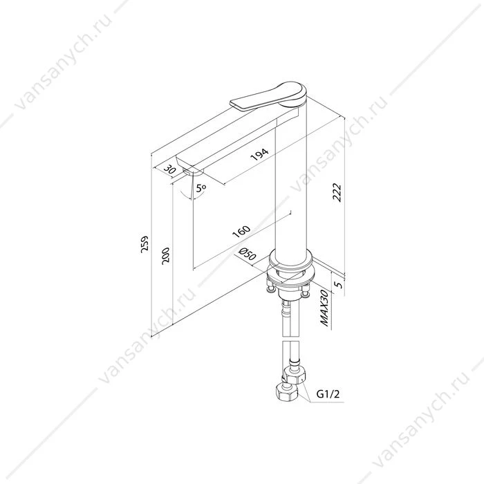 Смеситель для накладной раковины, матовый графит, Parker, IDDIS, PARGM01i01