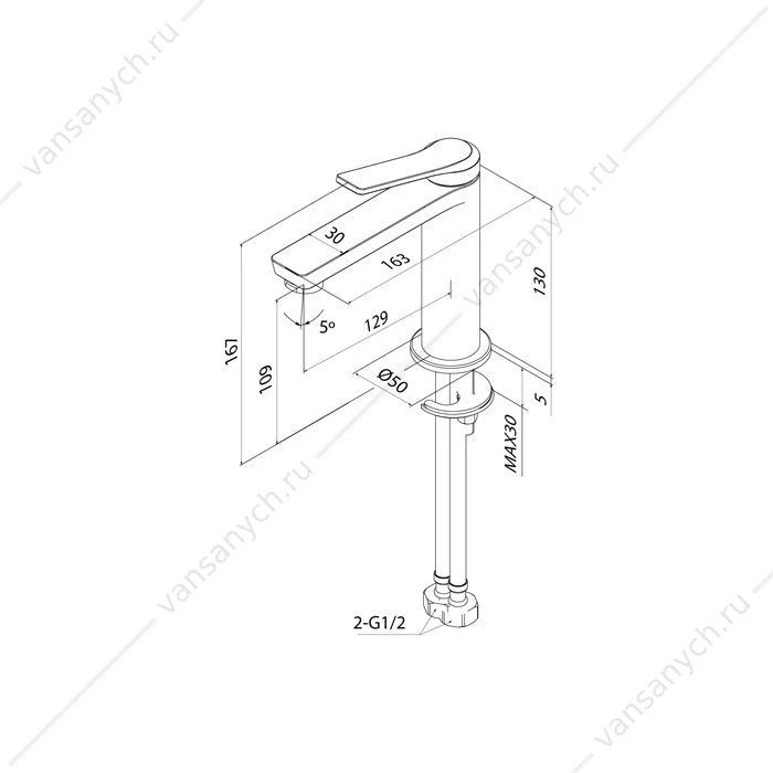 Смеситель для раковины, матовый графит, Parker, IDDIS, PARGM00i01
