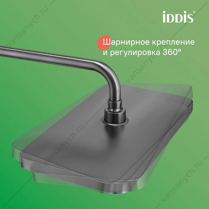 Душевая система с тропическим душем и изливом, матовый графит, Parker, IDDIS, PARGM3Fi06