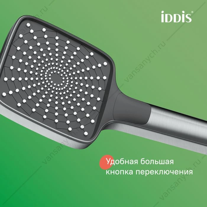 Душевая система с тропическим душем и изливом, матовый графит, Parker, IDDIS, PARGM3Fi06